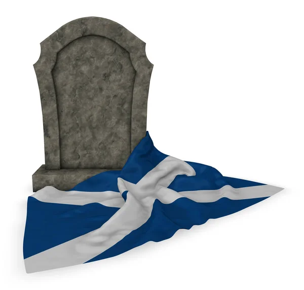 Lápide e a bandeira da Escócia renderização 3d — Fotografia de Stock