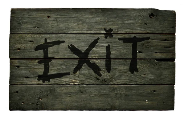 Old wooden exit sign — Stock Photo, Image