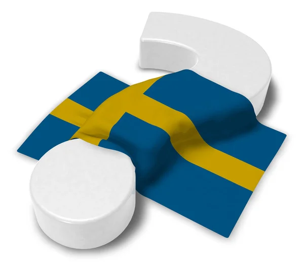 Fragezeichen und schwedische Flagge - 3D-Illustration — Stockfoto