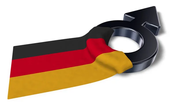 Símbolo masculino y bandera de Alemania - representación 3d — Foto de Stock