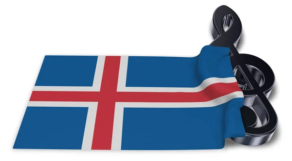 Clef and flag of iceland - 3d rendering — Stock Photo, Image