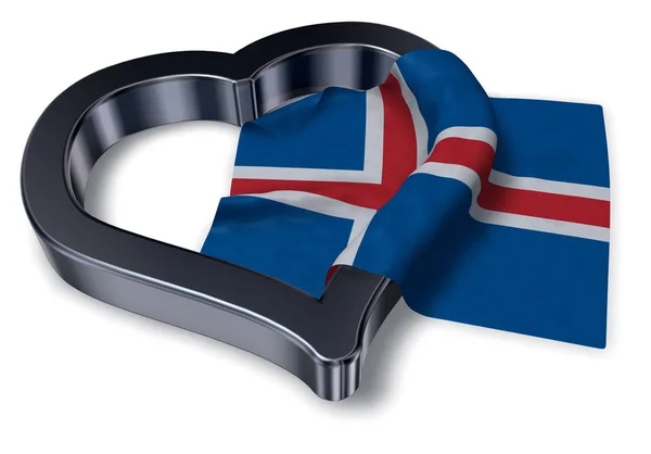 Ісландський прапор і серце символ - 3d візуалізації — стокове фото
