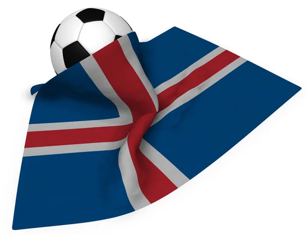 Bola de futebol e bandeira da Islândia renderização 3d — Fotografia de Stock