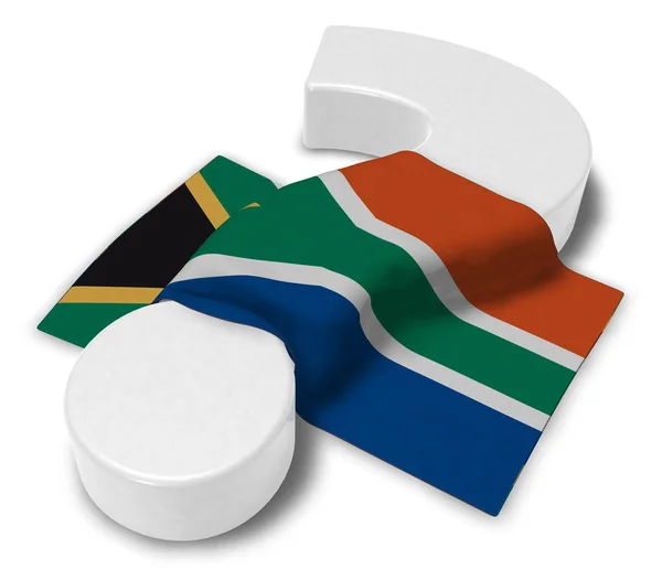 Frågetecken och flagga Sydafrika - 3d rendering — Stockfoto