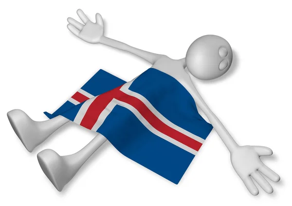 Halott rajzfilm srác és Izland - 3d illusztráció zászlaja — Stock Fotó
