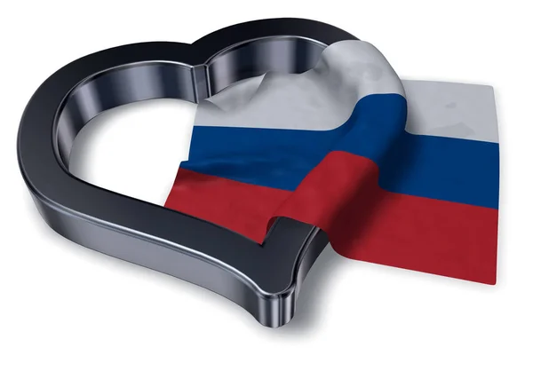 Drapeau russe et symbole de coeur - rendu 3d — Photo