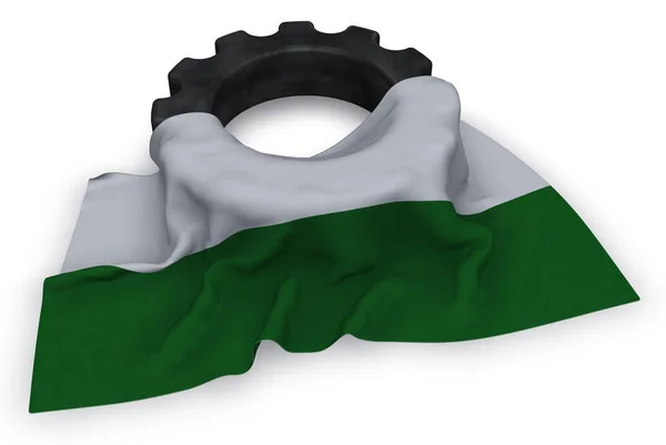 기어 바퀴와 작센-3d 렌더링의 국기 — 스톡 사진