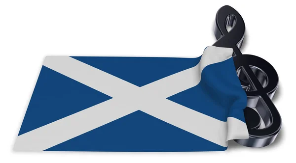 Clef symbol and scottish flag - 3d rendering — Stock Photo, Image