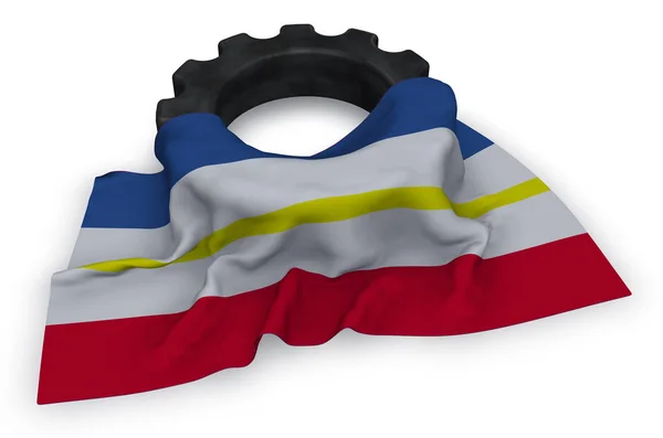 Ruota dentata e bandiera del Meclemburgo-Pomerania Anteriore - rendering 3d — Foto Stock