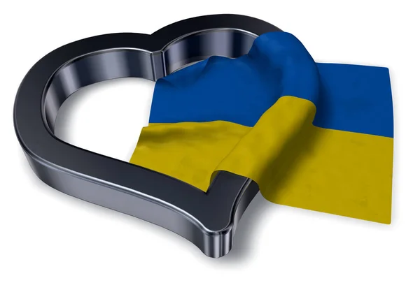 乌克兰国旗和心符号-3d 渲染 — 图库照片