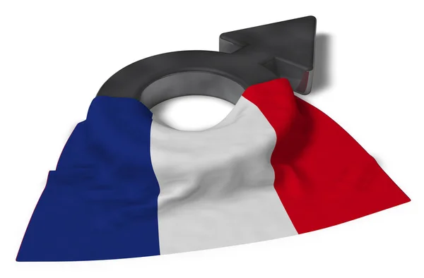 Símbolo de marte y bandera de Francia - 3d renderizado — Foto de Stock