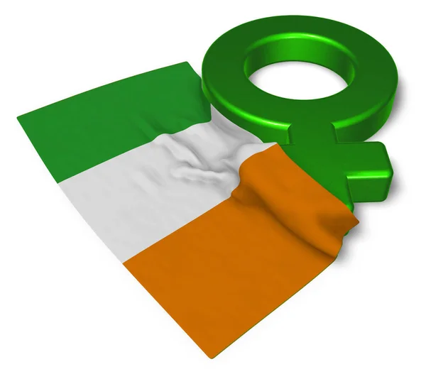 Símbolo de venus y bandera de Irlanda - representación 3d —  Fotos de Stock