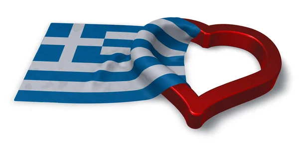 그리스 국기와 심장 기호-3d 렌더링 — 스톡 사진