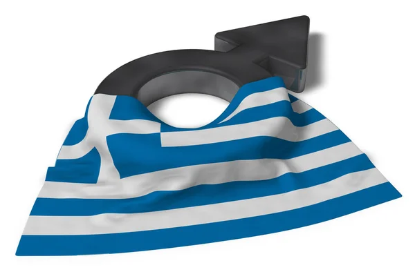 Mars símbolo e bandeira da grécia - 3d renderização — Fotografia de Stock