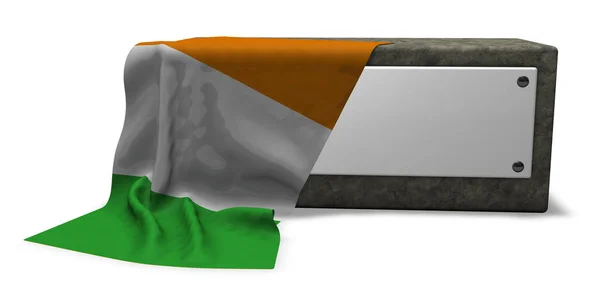 Prise de pierre avec signe et drapeau vierges d'ireland - rendu 3d — Photo