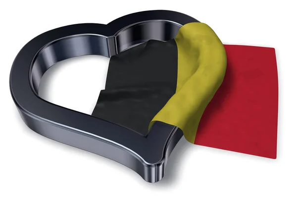 Flagga av Belgien och hjärtat symbol - 3d rendering — Stockfoto