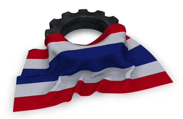 Rueda de engranaje y bandera de Tailandia - 3d renderizado — Foto de Stock