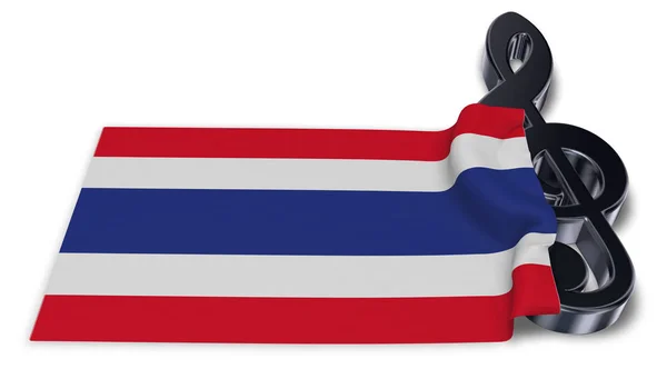 Clef symbol and flag of thThailand - 3d rendering — стоковое фото