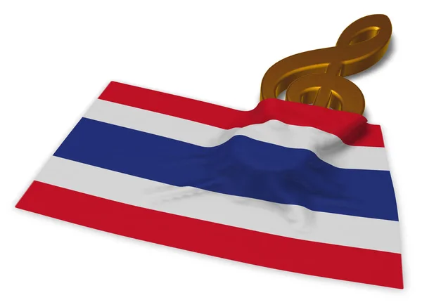 Clef symbol and flag of thThailand - 3d rendering — стоковое фото