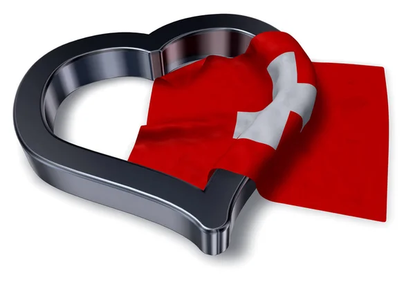 İsviçre ve kalp sembolü - 3d render bayrağı — Stok fotoğraf