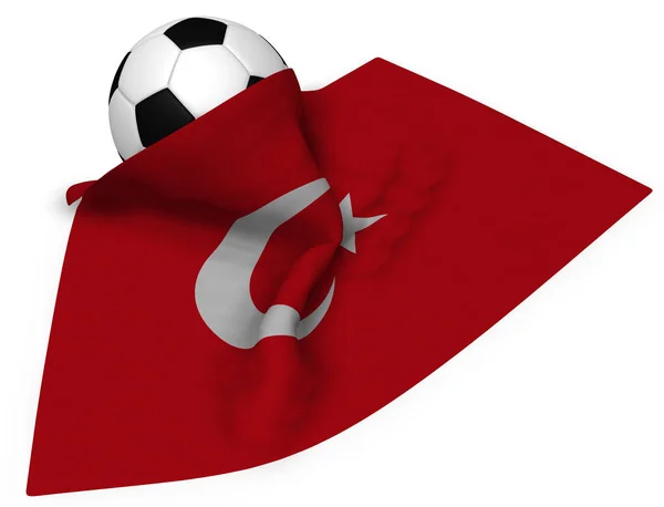 サッカー ボールとトルコ 3 d レンダリングの旗 — ストック写真