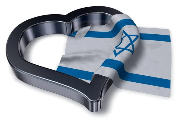 Flaga Izraela i serce symbol - 3d renderowania — Zdjęcie stockowe