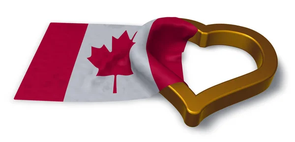 Flaga Kanady i serce symbol - 3d renderowania — Zdjęcie stockowe