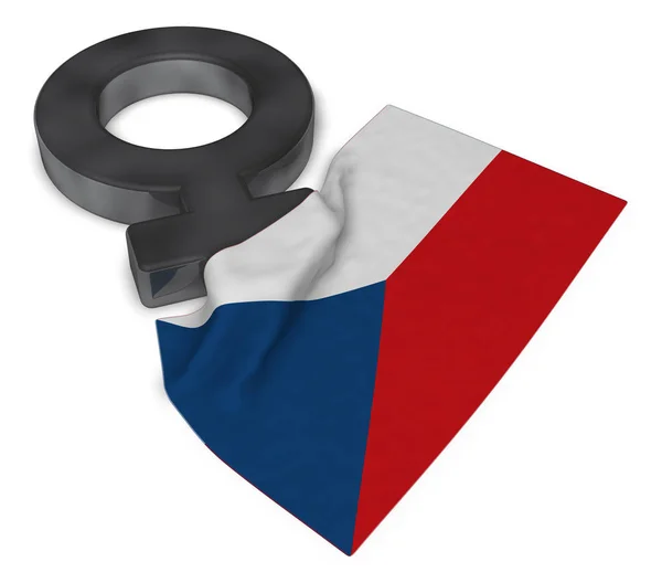 Símbolo femenino y bandera de la República Checa - 3d rendering — Foto de Stock