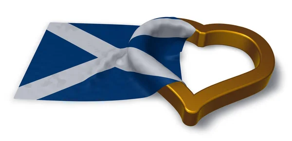 Bandeira da Escócia e símbolo de coração - 3d renderização — Fotografia de Stock