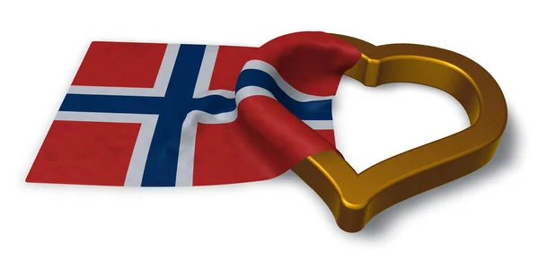 Flagga Norge och hjärtat symbol - 3d rendering — Stockfoto