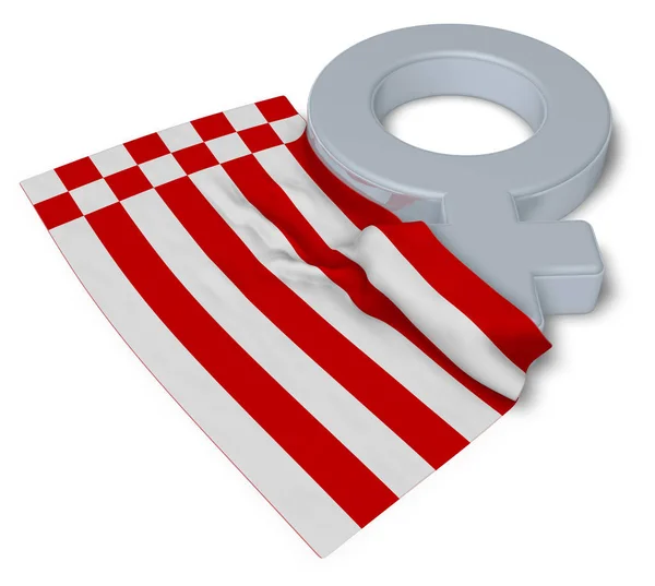 Жіночий символ і прапор Бременів - 3d рендеринг — стокове фото