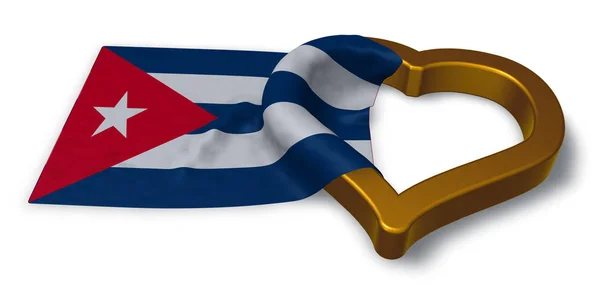 Σημαία της Κούβας και καρδιά σύμβολο - 3d rendering — Φωτογραφία Αρχείου