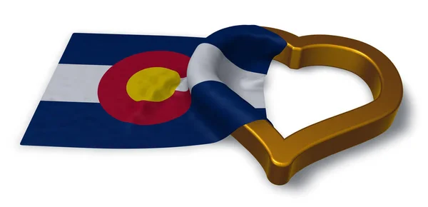 コロラド州および中心のシンボル - 3 d レンダリングの旗 — ストック写真