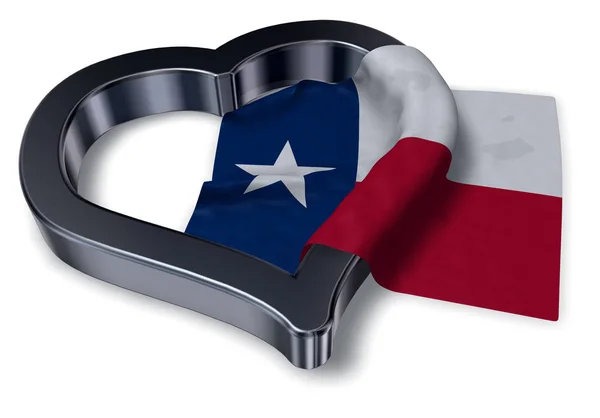 Flag of texas and heart symbol - 3d rendering — Stock Photo, Image
