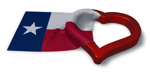 Flag of texas and heart symbol - 3d rendering — Stock Photo, Image