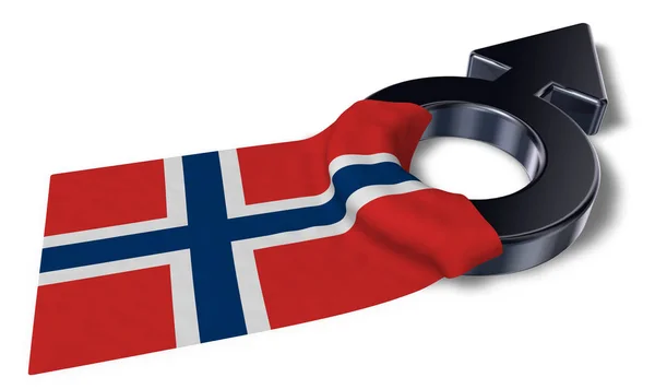 Mars symbole et drapeau de norway - rendu 3d — Photo