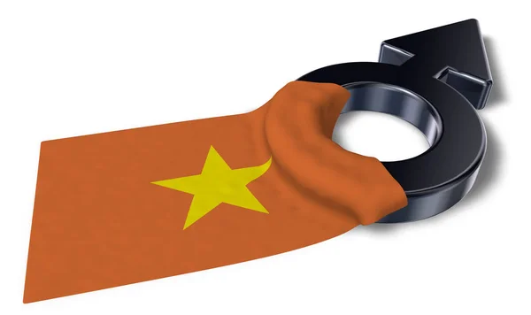 Símbolo de marte y bandera de vietnam - 3d rendering — Foto de Stock