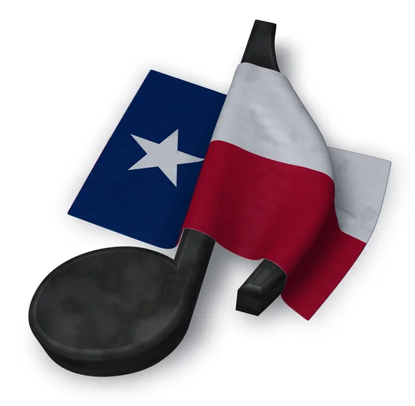 Müzik Not sembol ve texas - 3d render bayrağı — Stok fotoğraf