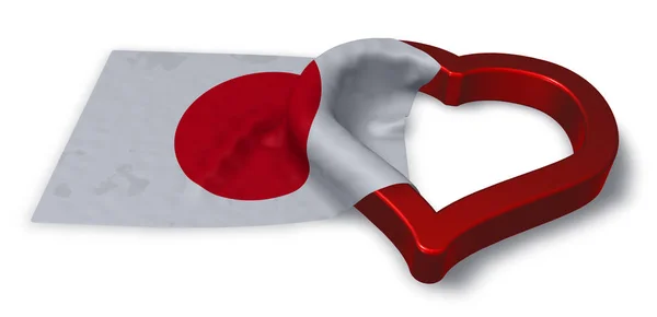 Flagge Japans und Herz-Symbol - 3D-Darstellung — Stockfoto