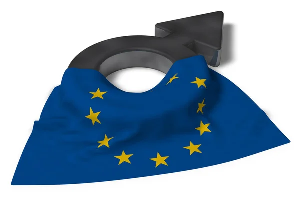 Símbolo masculino y bandera de la unión europea - 3d rendering — Foto de Stock