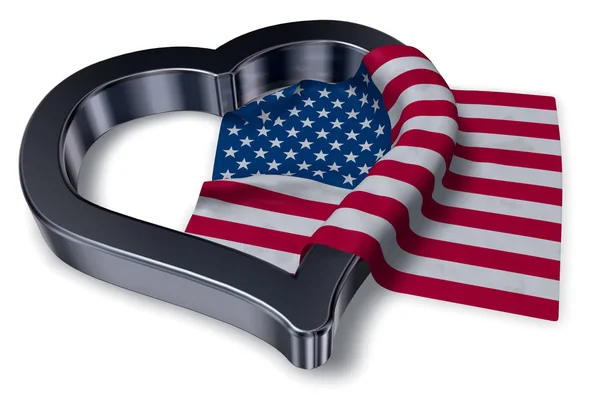 Flag of the usa and heart symbol - 3d rendering — Stock Photo, Image