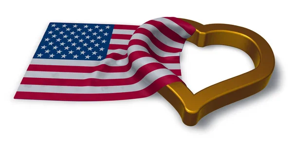 Flag of the usa and heart symbol - 3d rendering — Stock Photo, Image