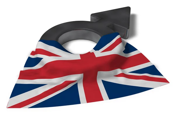 Mars symbol and flag of the uk - 3d rendering — Stock Photo, Image