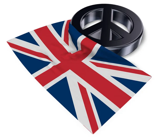 Símbolo de paz e bandeira do Reino Unido - 3d renderização — Fotografia de Stock