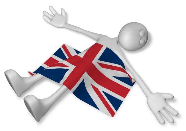 Dead cartoon guy and flag of great britain - 3d illustration — Stock Photo, Image