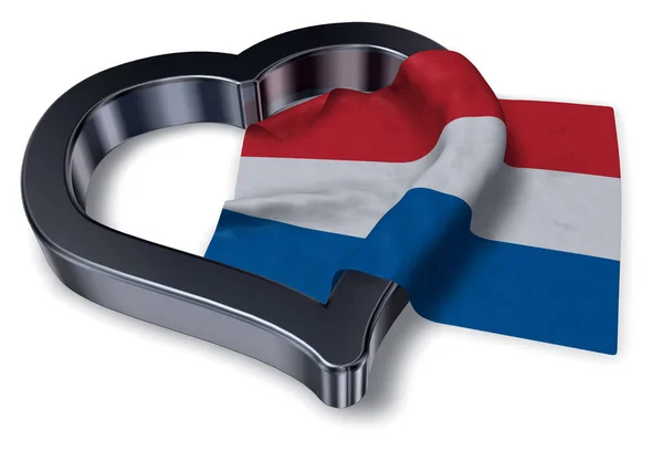 Dutch flag and heart symbol - 3d rendering — Stock Photo, Image