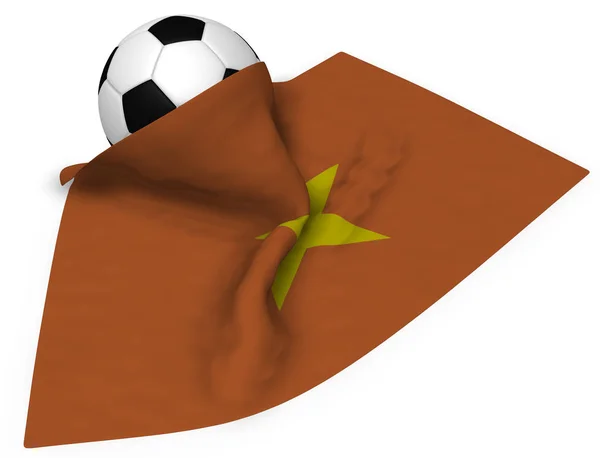 Futbol topu ve vietnam bayrağı - 3d render — Stok fotoğraf
