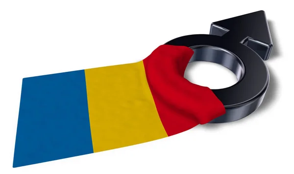 Símbolo de marte y bandera de romania - 3d renderizado —  Fotos de Stock