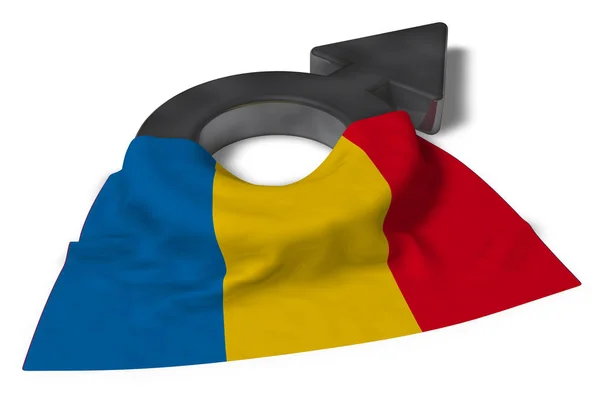 Mars symbool en de vlag van Roemenië - 3d rendering — Stockfoto