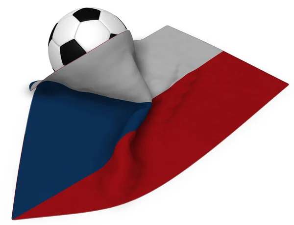 Ballon de football et drapeau de la République tchèque - rendu 3d — Photo